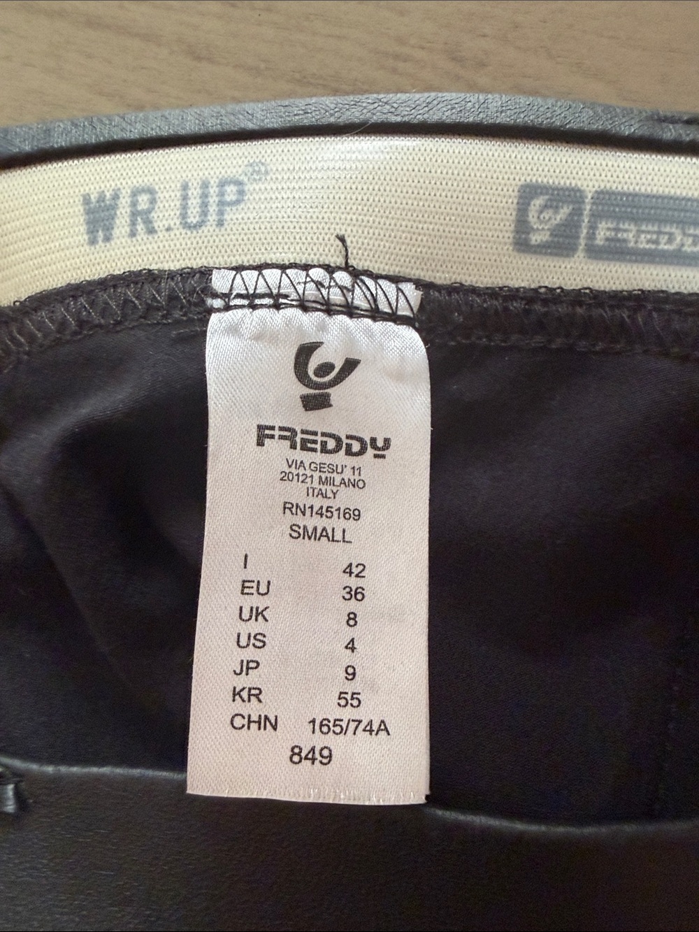 Freddy Black Faux Leather Skinny Pants with Gold Buttons - Picture 3 of 6